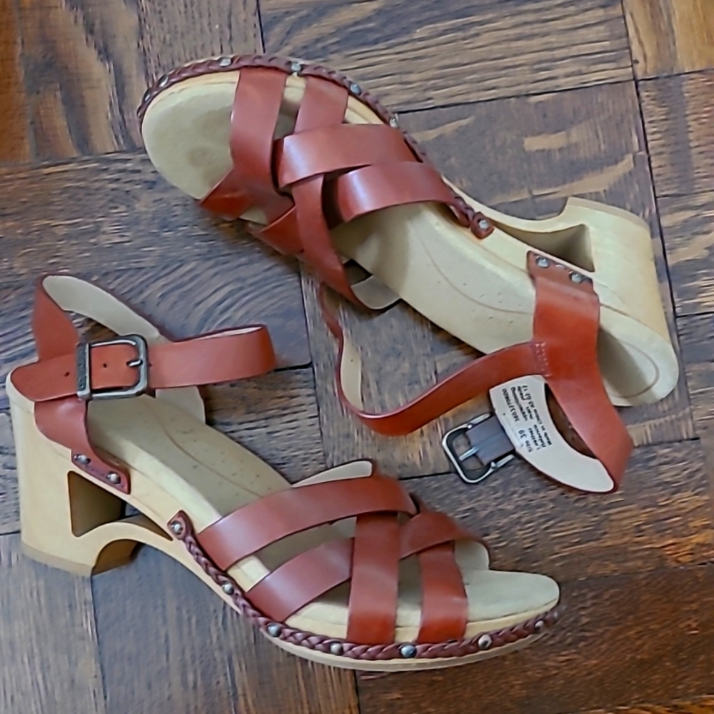 Dansko Brown Leather Platform Sandals Size 39/40
